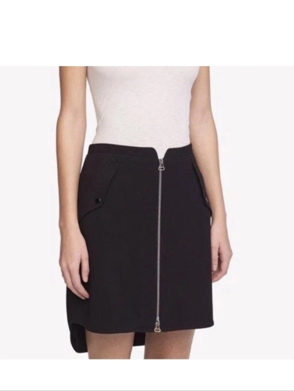 RAG & BONE Maverick Zipper Skirt NWT Sz 00 Black Asymmetrical Hem High Low